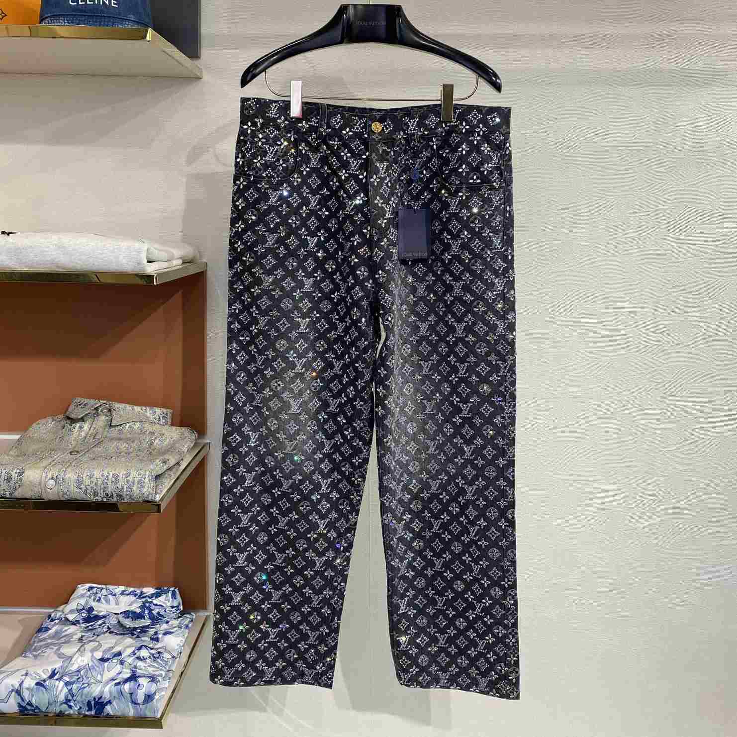 Louis Vuitton Embroidered Monogram Baggy Denim Pants   1ABY8N - FashionPlug