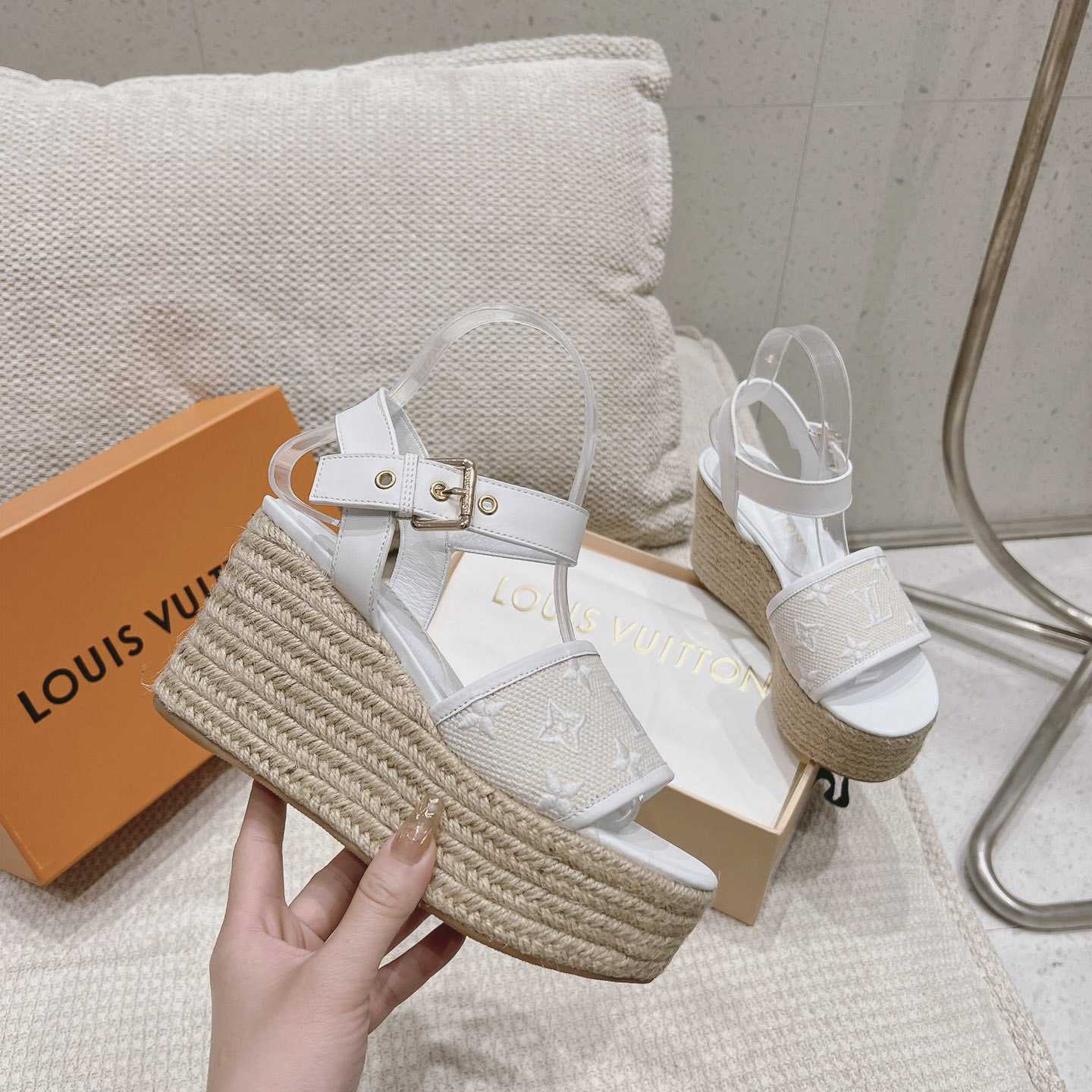 Louis Vuitton Starboard Wedge Sandal   - FashionPlug