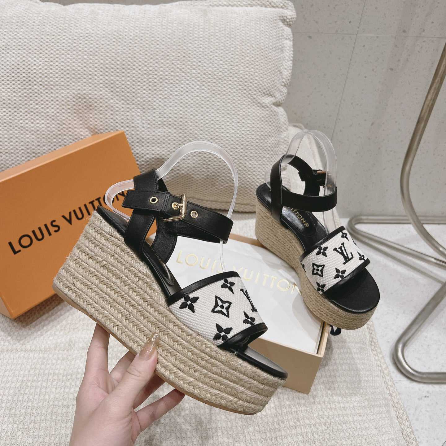Louis Vuitton Starboard Wedge Sandal   - FashionPlug