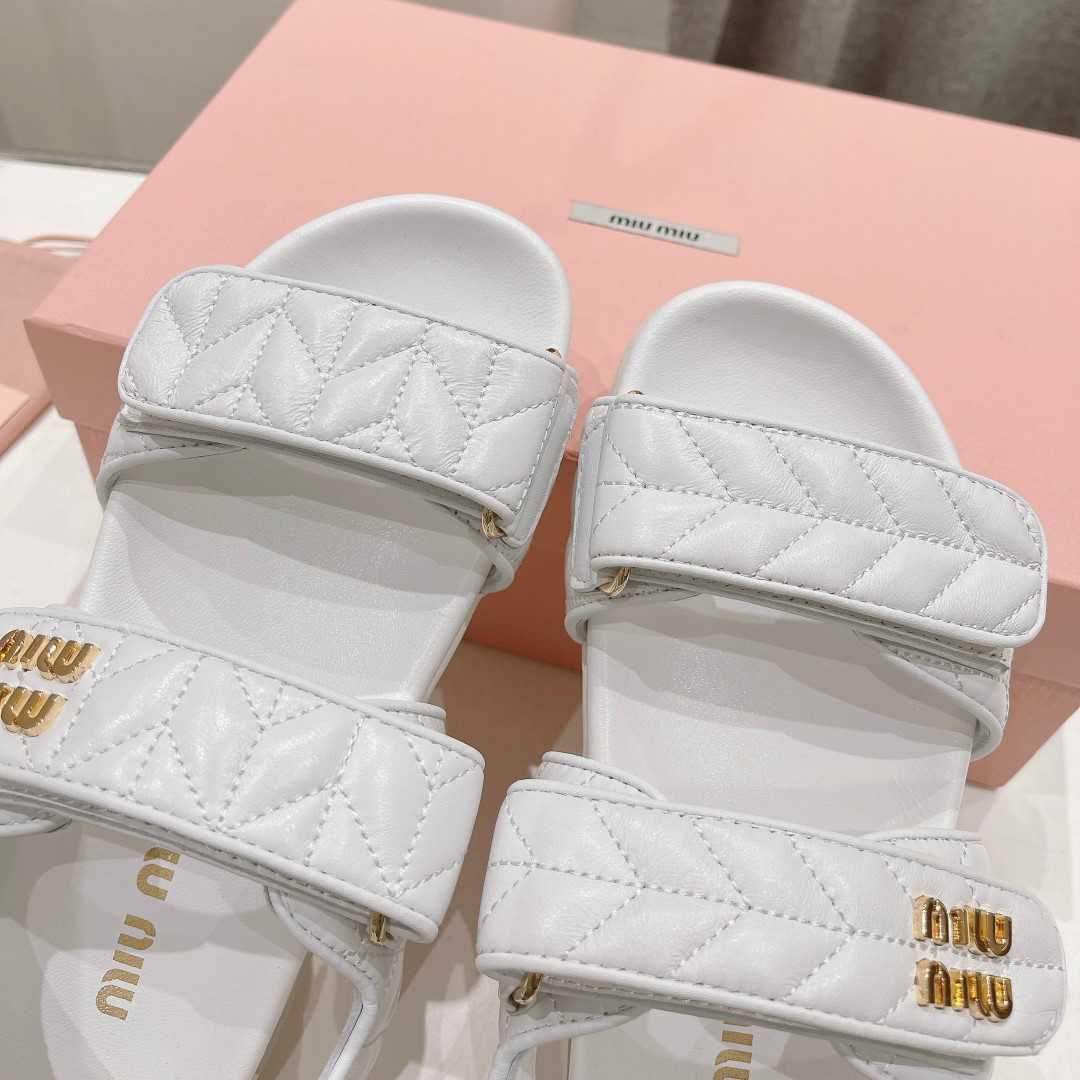 Miu Miu Sporty Matelassé Nappa Leather Sandals - FashionPlug