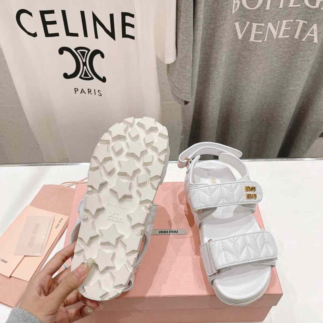 Miu Miu Sporty Matelassé Nappa Leather Sandals - FashionPlug