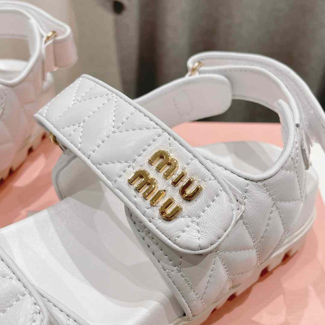 Miu Miu Sporty Matelassé Nappa Leather Sandals - FashionPlug