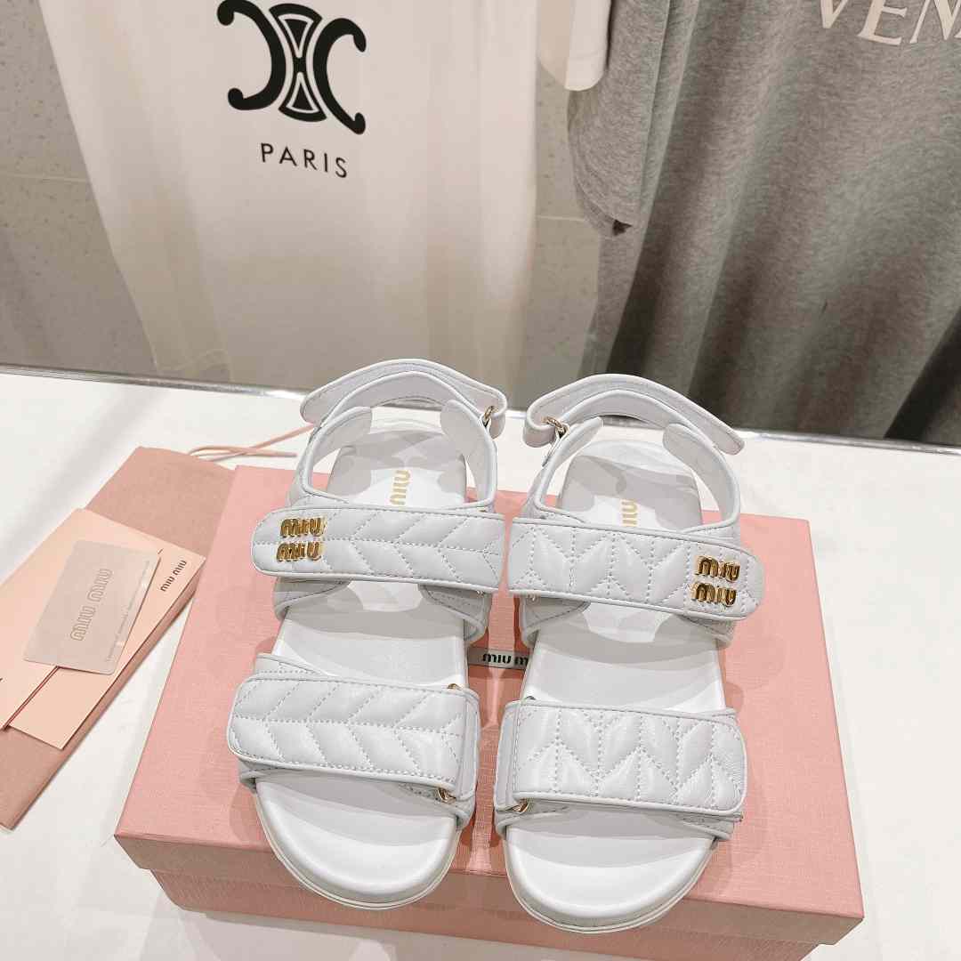Miu Miu Sporty Matelassé Nappa Leather Sandals - FashionPlug