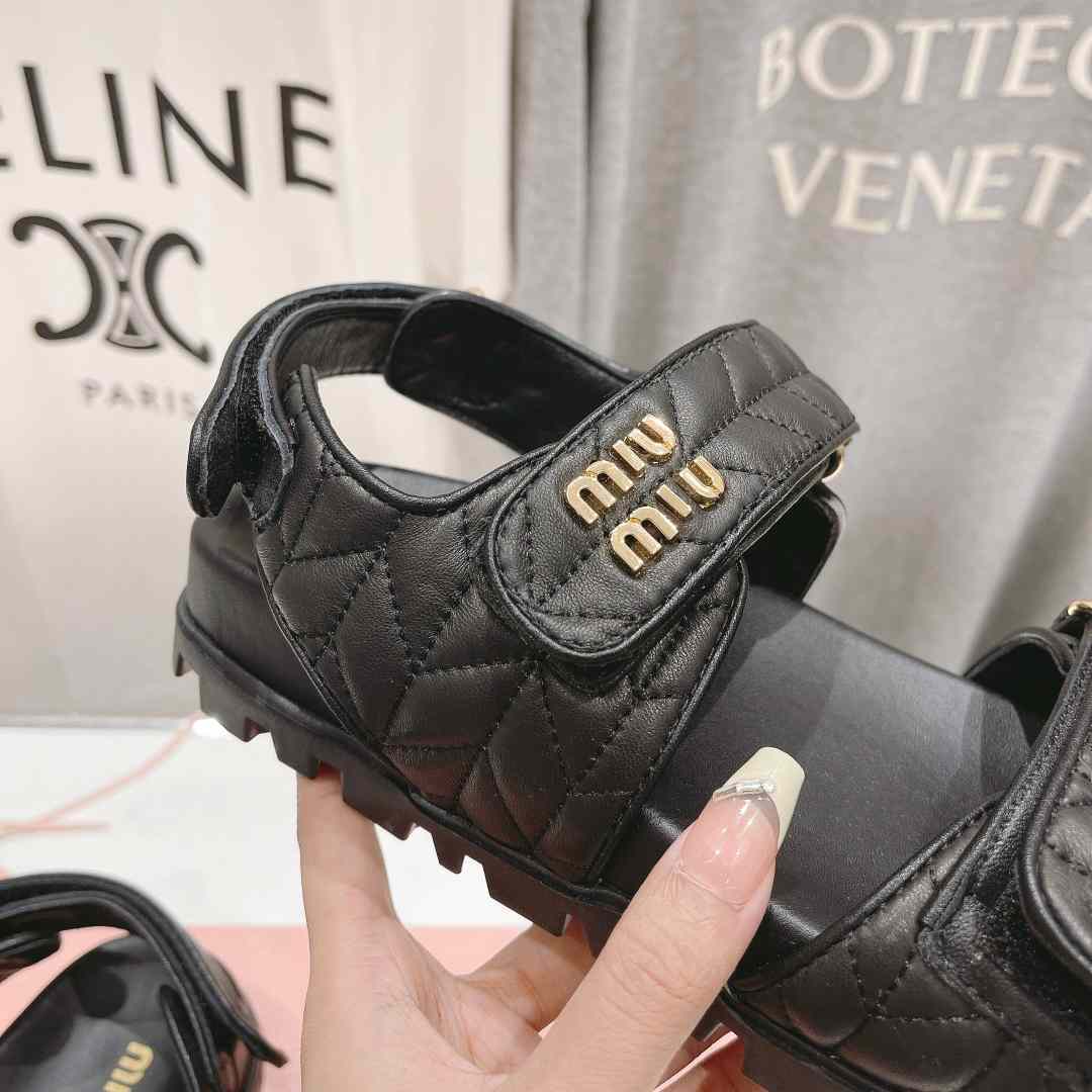Miu Miu Sporty Matelassé Nappa Leather Sandals - FashionPlug