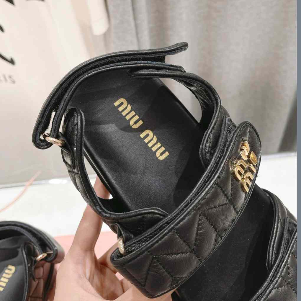 Miu Miu Sporty Matelassé Nappa Leather Sandals - FashionPlug