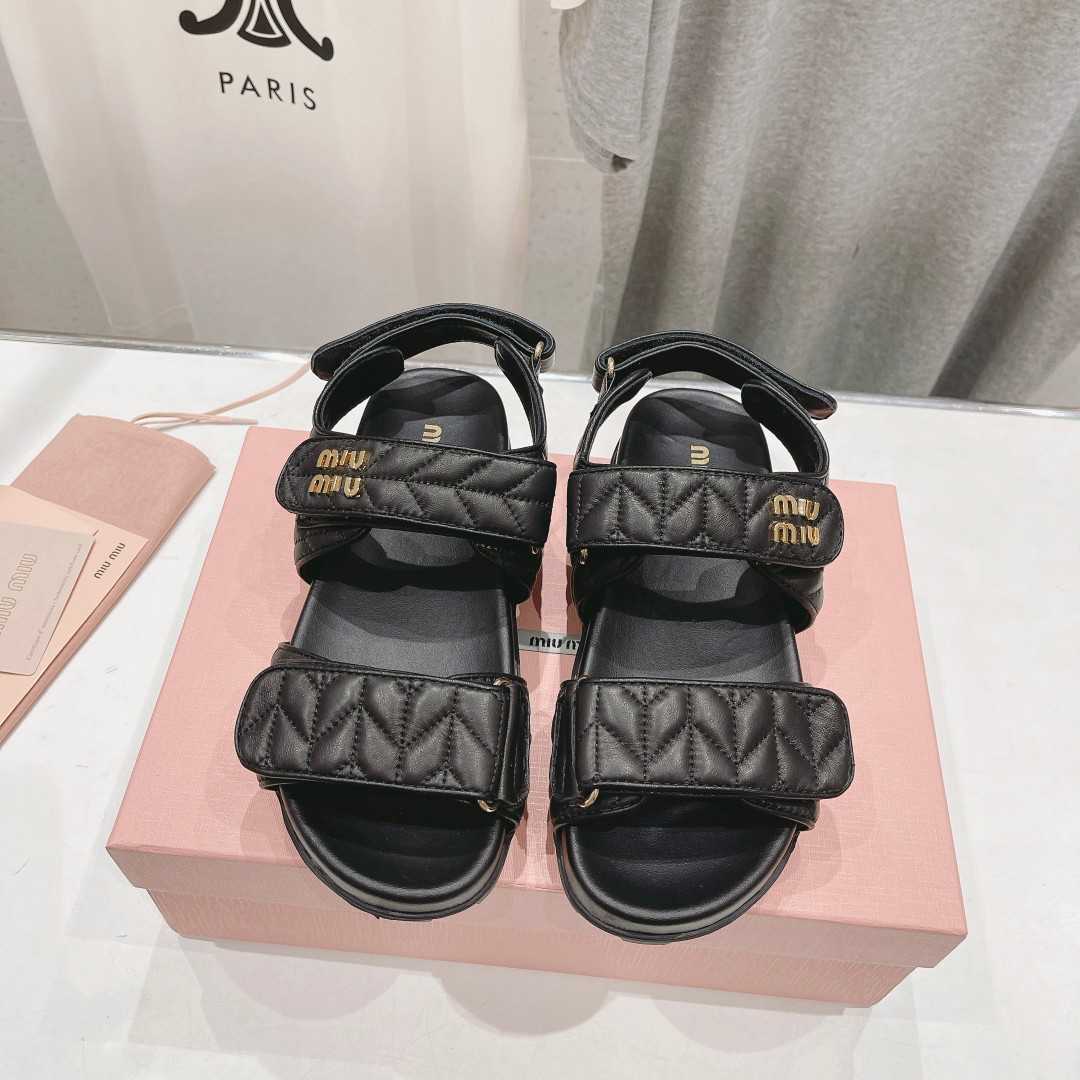 Miu Miu Sporty Matelassé Nappa Leather Sandals - FashionPlug