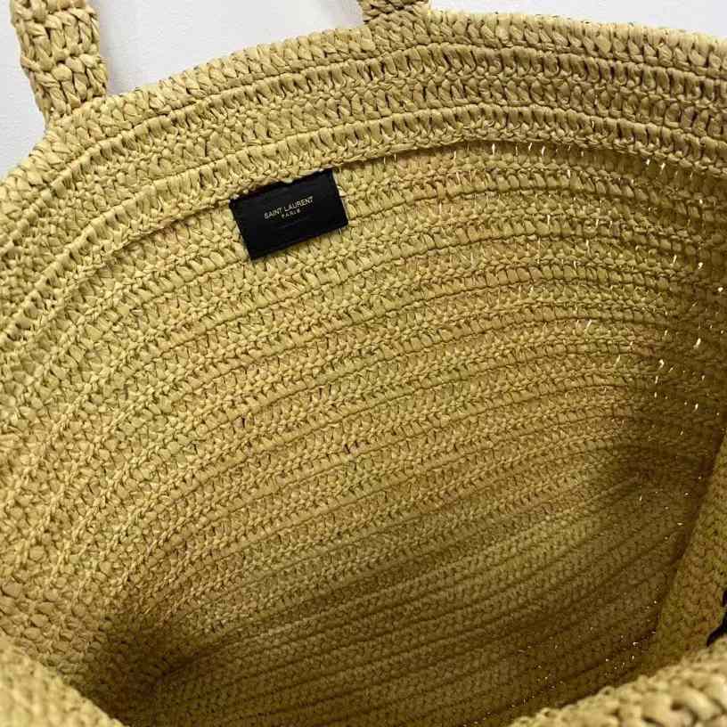 Saint Laurent Rive Gauche Printed Raffia Tote Bag  (48-36-14 cm) - FashionPlug
