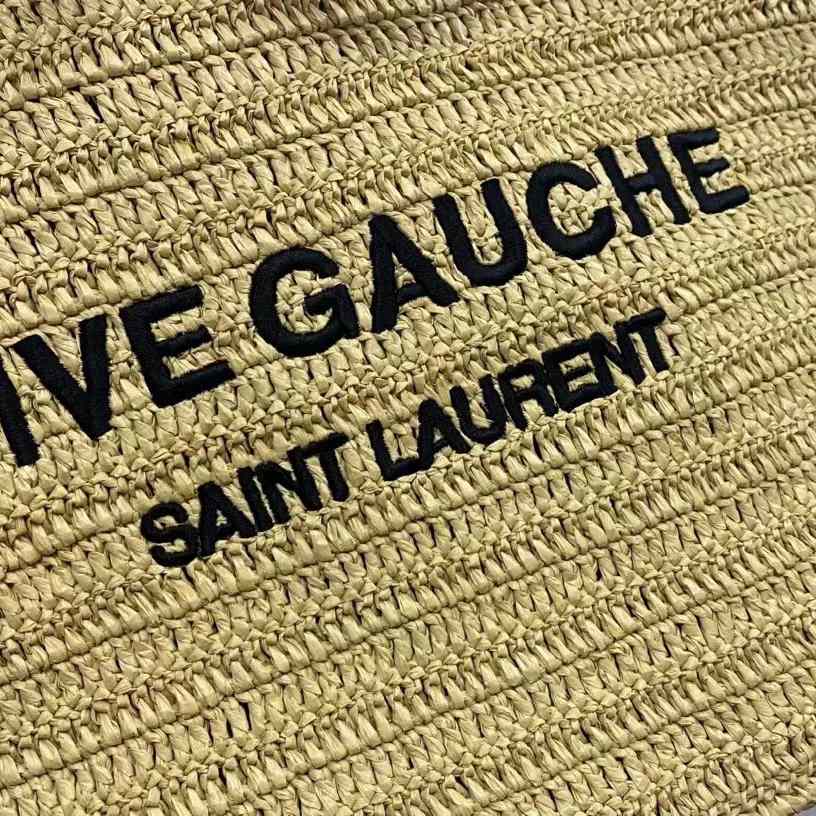 Saint Laurent Rive Gauche Printed Raffia Tote Bag  (48-36-14 cm) - FashionPlug