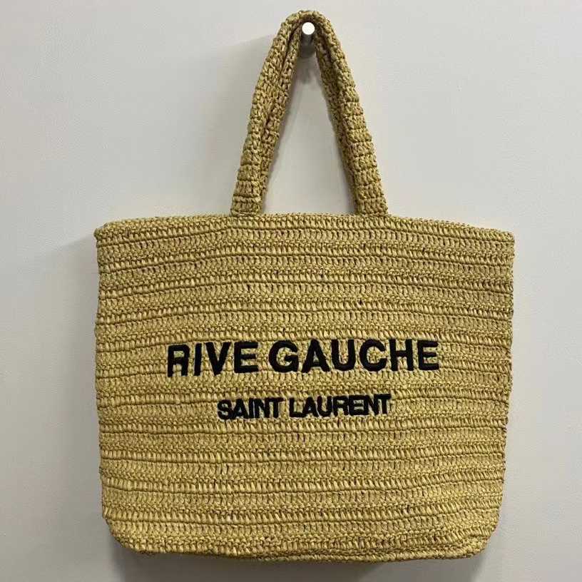 Saint Laurent Rive Gauche Printed Raffia Tote Bag  (48-36-14 cm) - FashionPlug