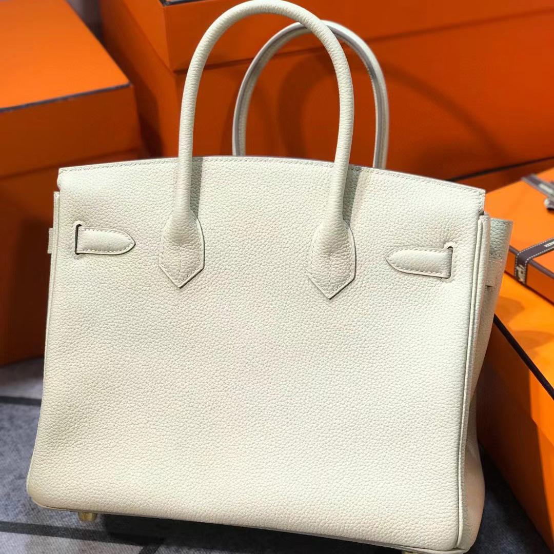 Hermes Birkin 30 Craie Clemence Gold Hardware   (30-22-16cm) - FashionPlug