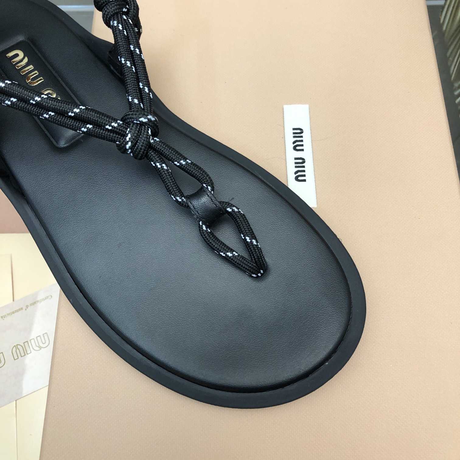 Miu Miu Riviere Cord And Leather Sandals - FashionPlug