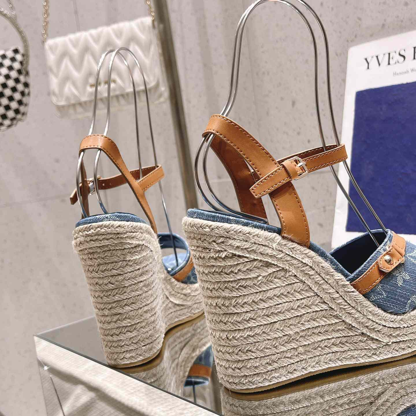 Louis Vuitton Helios Wedge Sandal   - FashionPlug