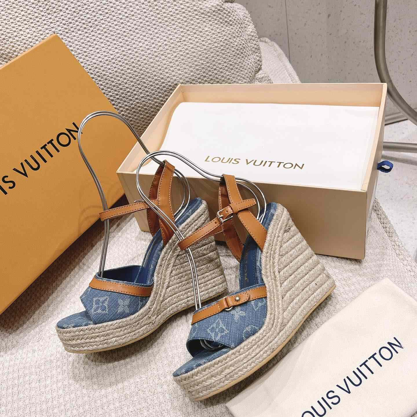 Louis Vuitton Helios Wedge Sandal   - FashionPlug