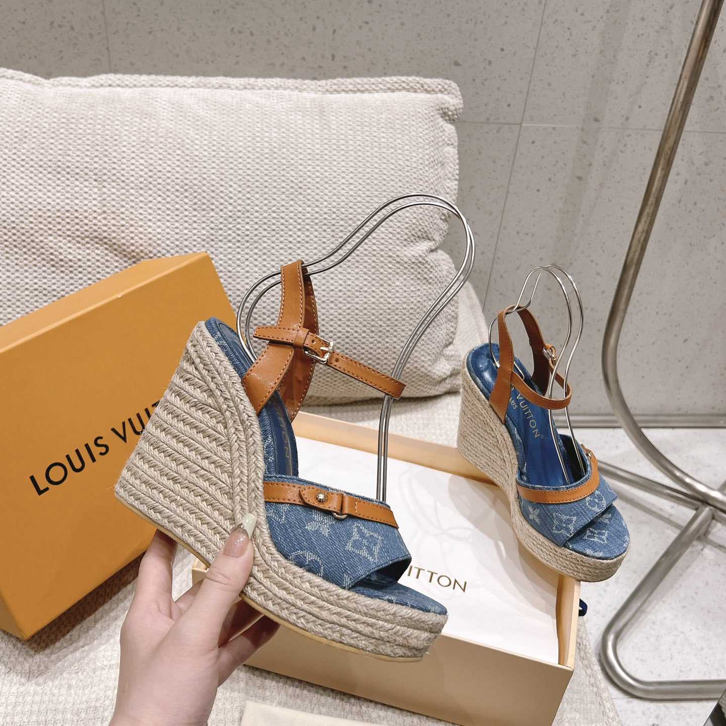 Louis Vuitton Helios Wedge Sandal   - FashionPlug