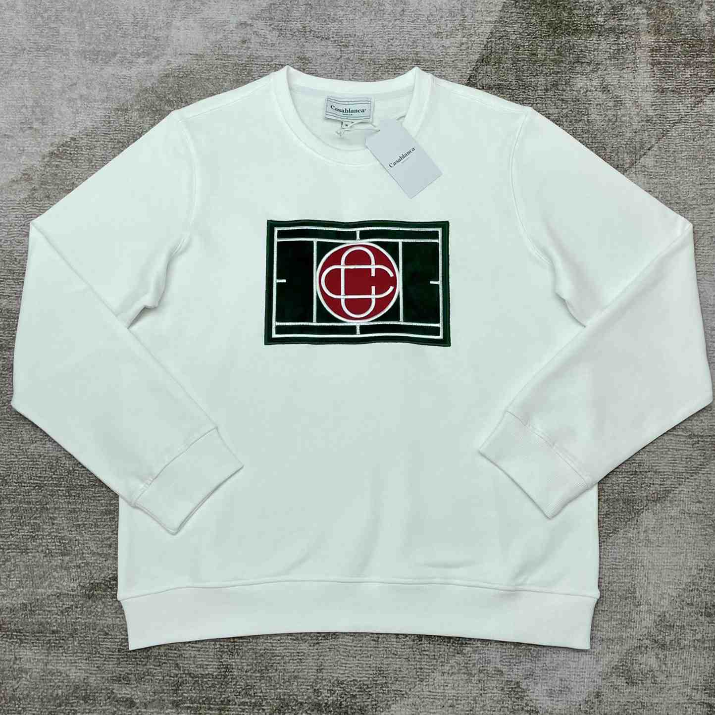 Casablanca Tennis Court Chenille Crew Sweat - FashionPlug