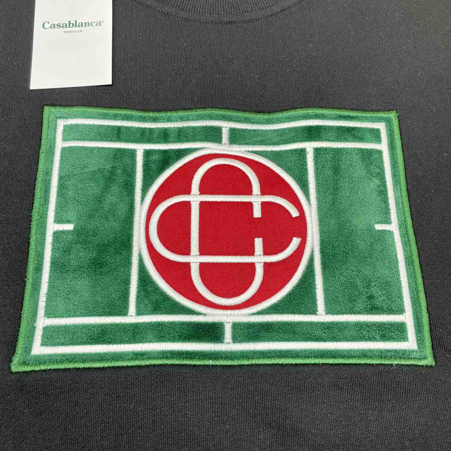 Casablanca Tennis Court Chenille Crew Sweat - FashionPlug
