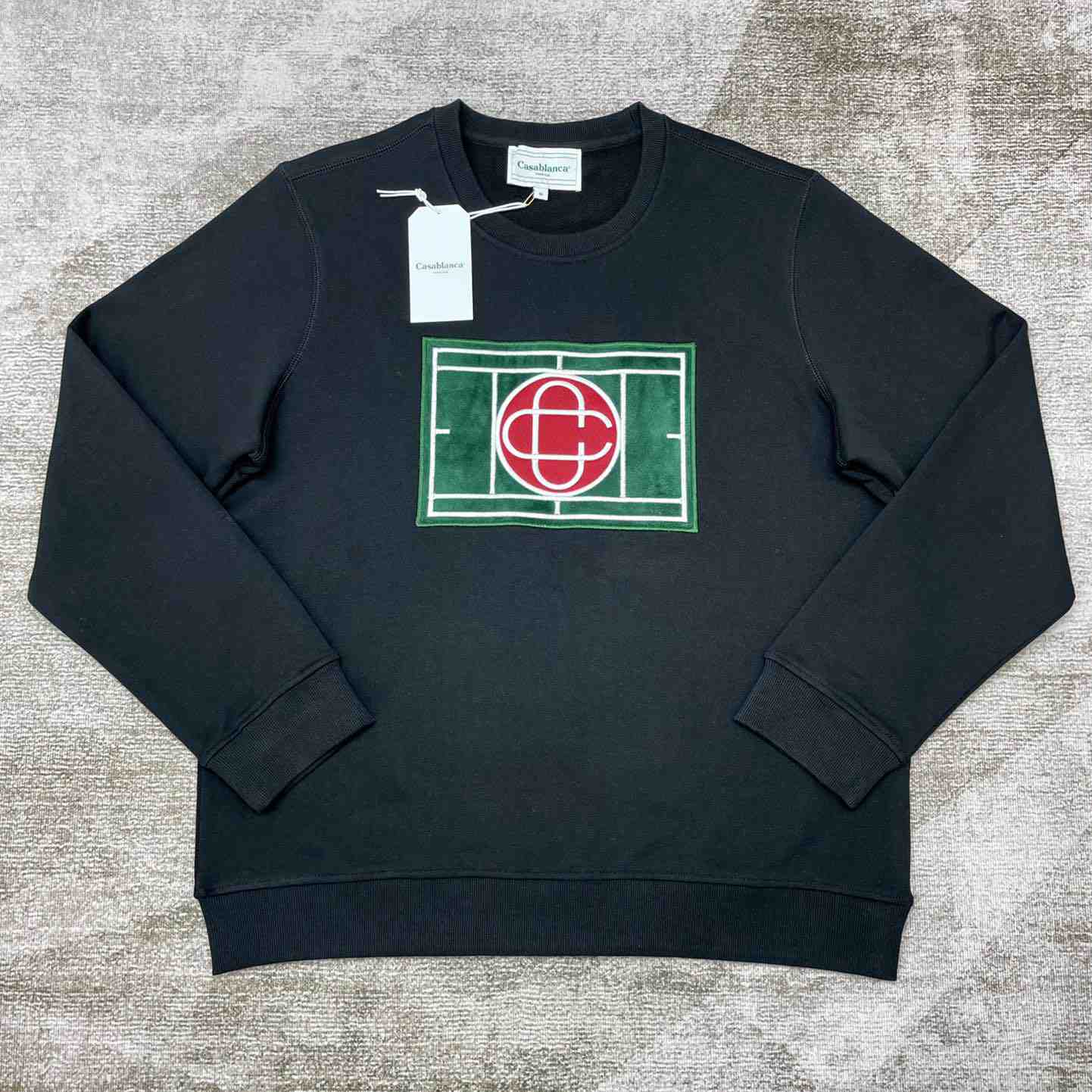 Casablanca Tennis Court Chenille Crew Sweat - FashionPlug