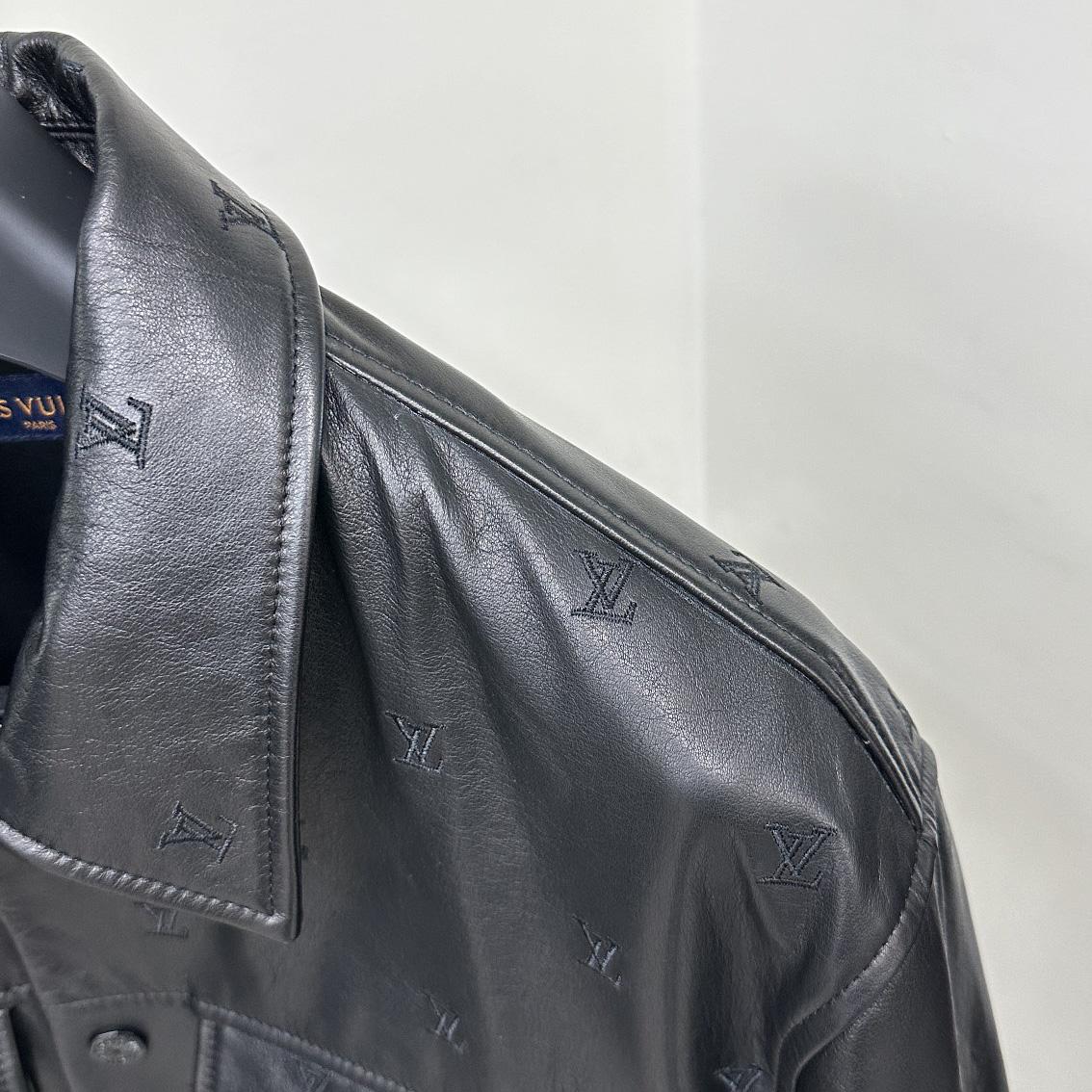 Louis Vuitton Embroidered Leather Signature Overshirt     1AFIOJ - FashionPlug