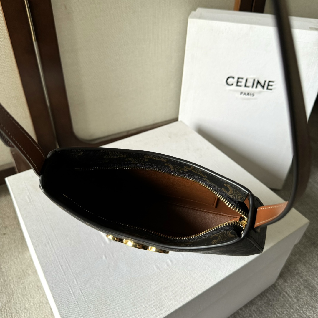 Celine Medium Tilly Bag In Triomphe Canvas And Calfskin  - FashionPlug