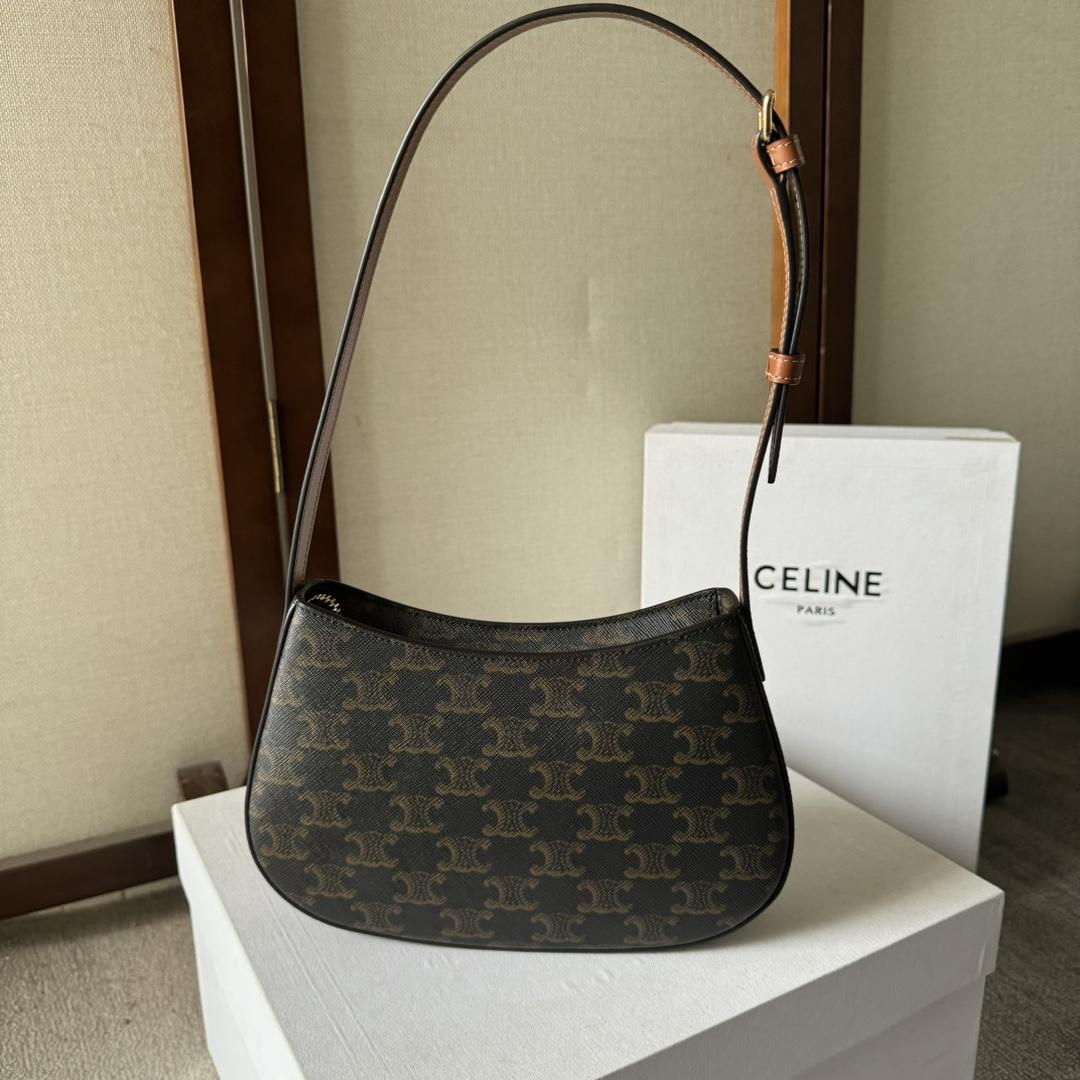 Celine Medium Tilly Bag In Triomphe Canvas And Calfskin  - FashionPlug