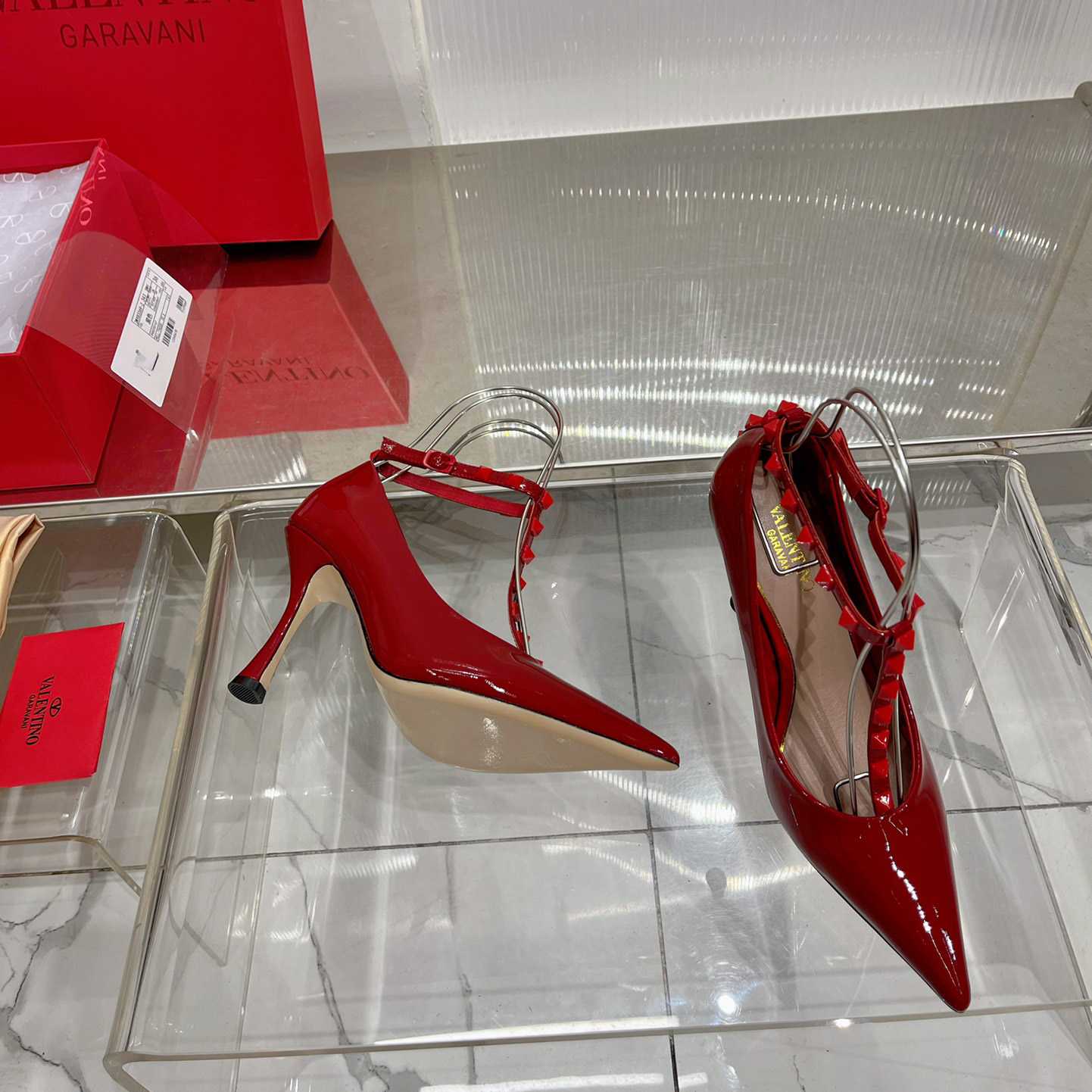 Valenti Rockstud Patent Leather Pumps With Matching Studs 100mm - FashionPlug