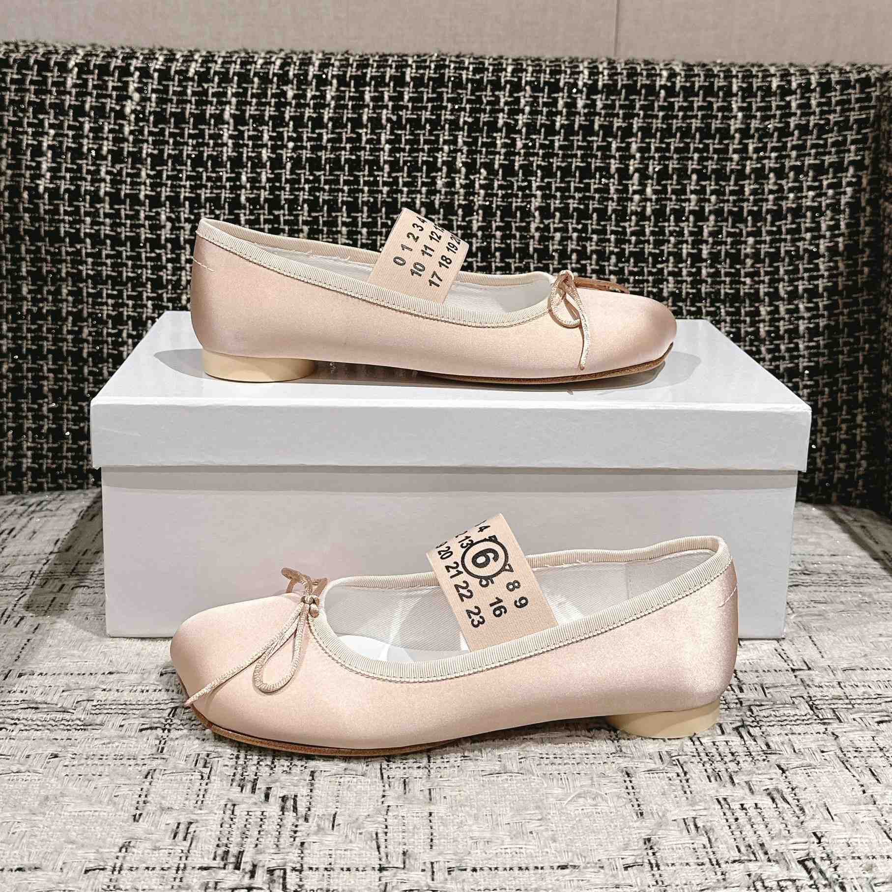 Maison Margiela MM6 Logo-strap Ballerina Shoes - FashionPlug