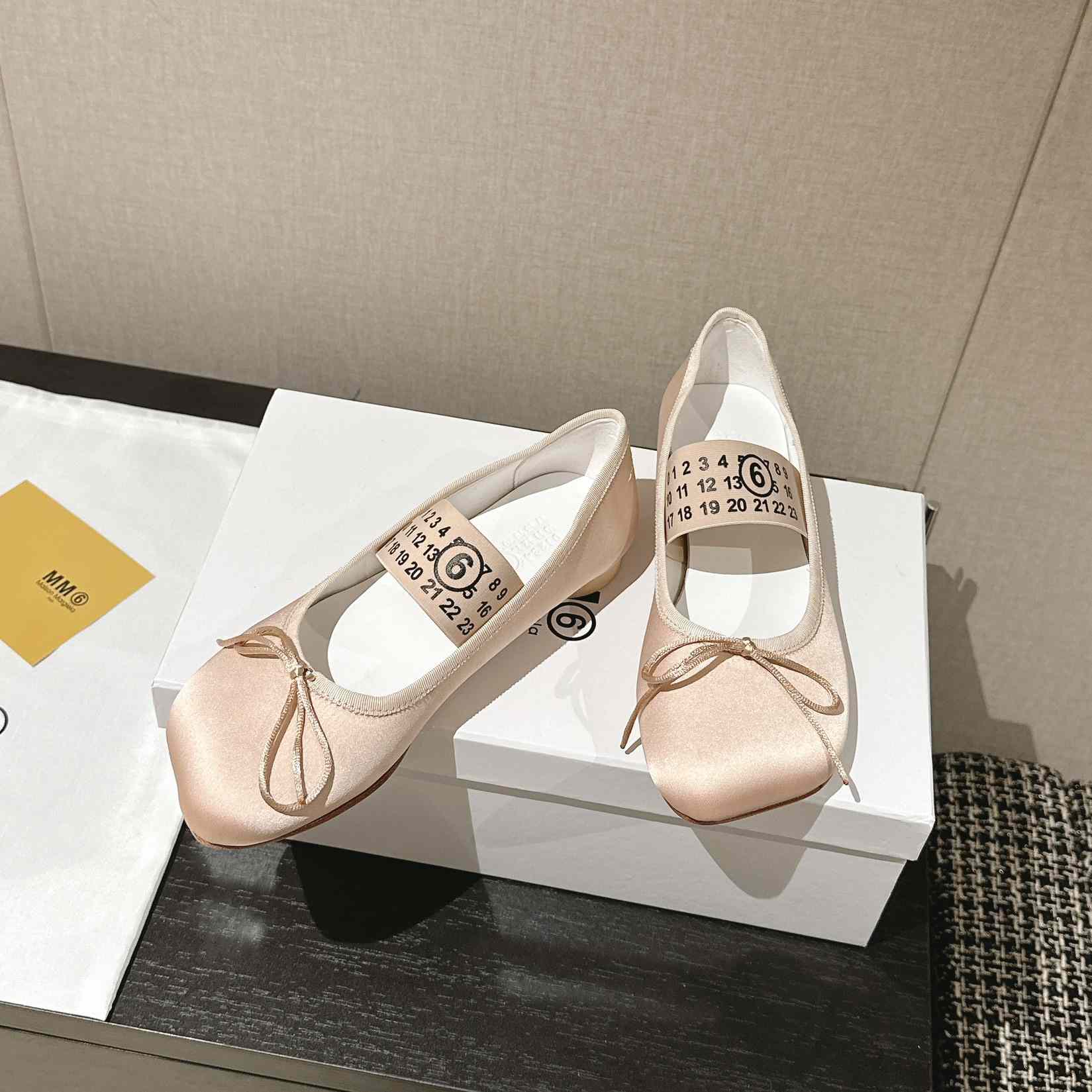Maison Margiela MM6 Logo-strap Ballerina Shoes - FashionPlug