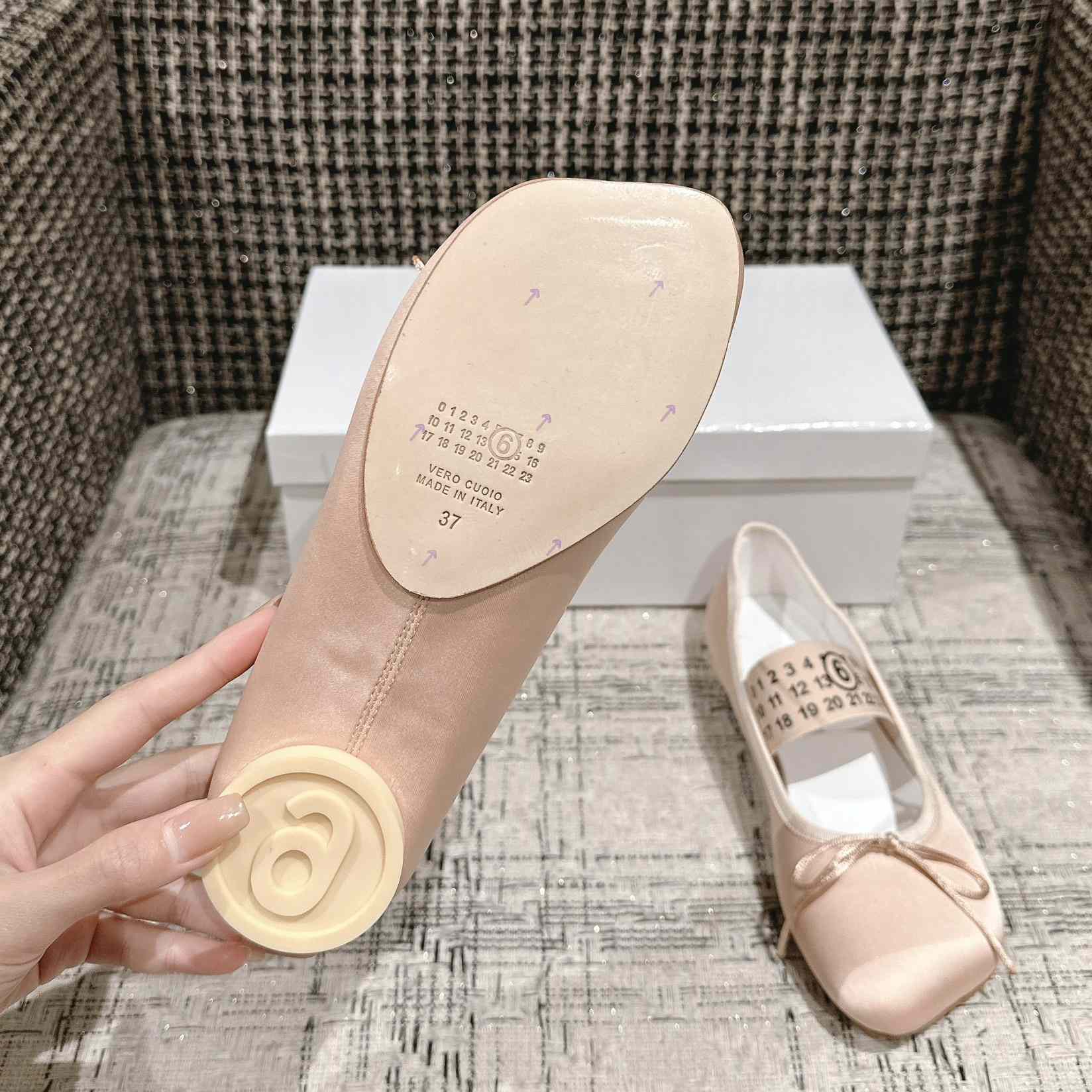 Maison Margiela MM6 Logo-strap Ballerina Shoes - FashionPlug