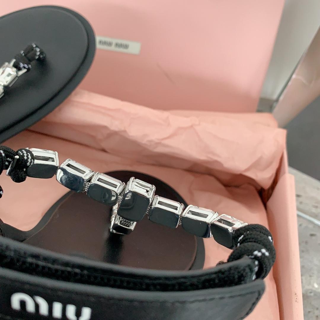 Miu Miu Cotton Cord Thong Sandals - FashionPlug