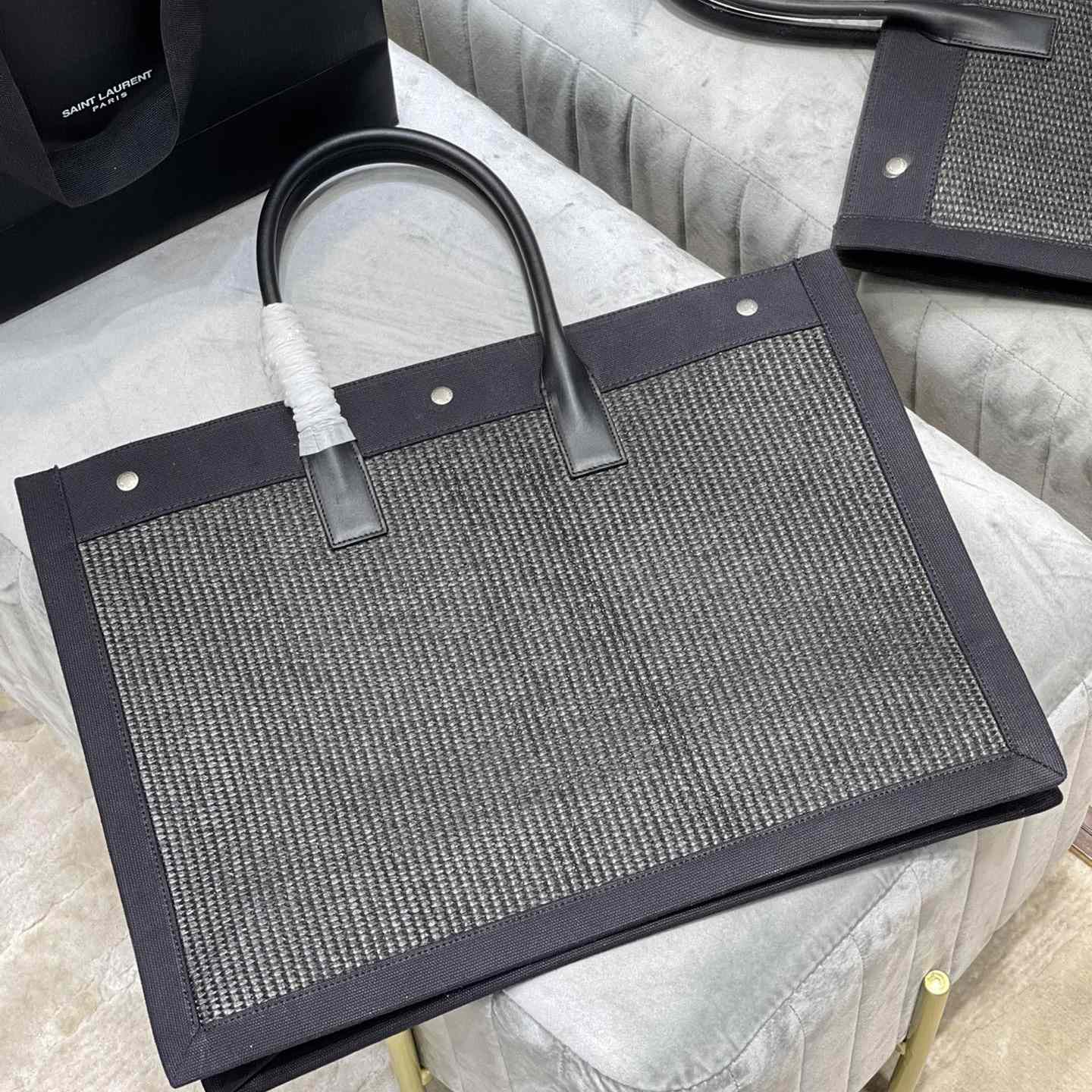 Saint Laurent Rive Gauche Woven Tote Bag   48×36×16cm - FashionPlug