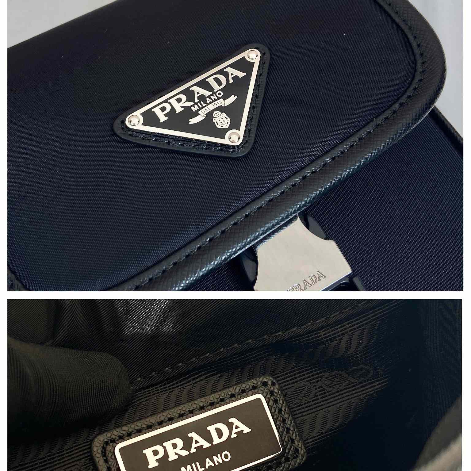 Prada Re-Nylon And Saffiano Leather Shoulder Bag - FashionPlug