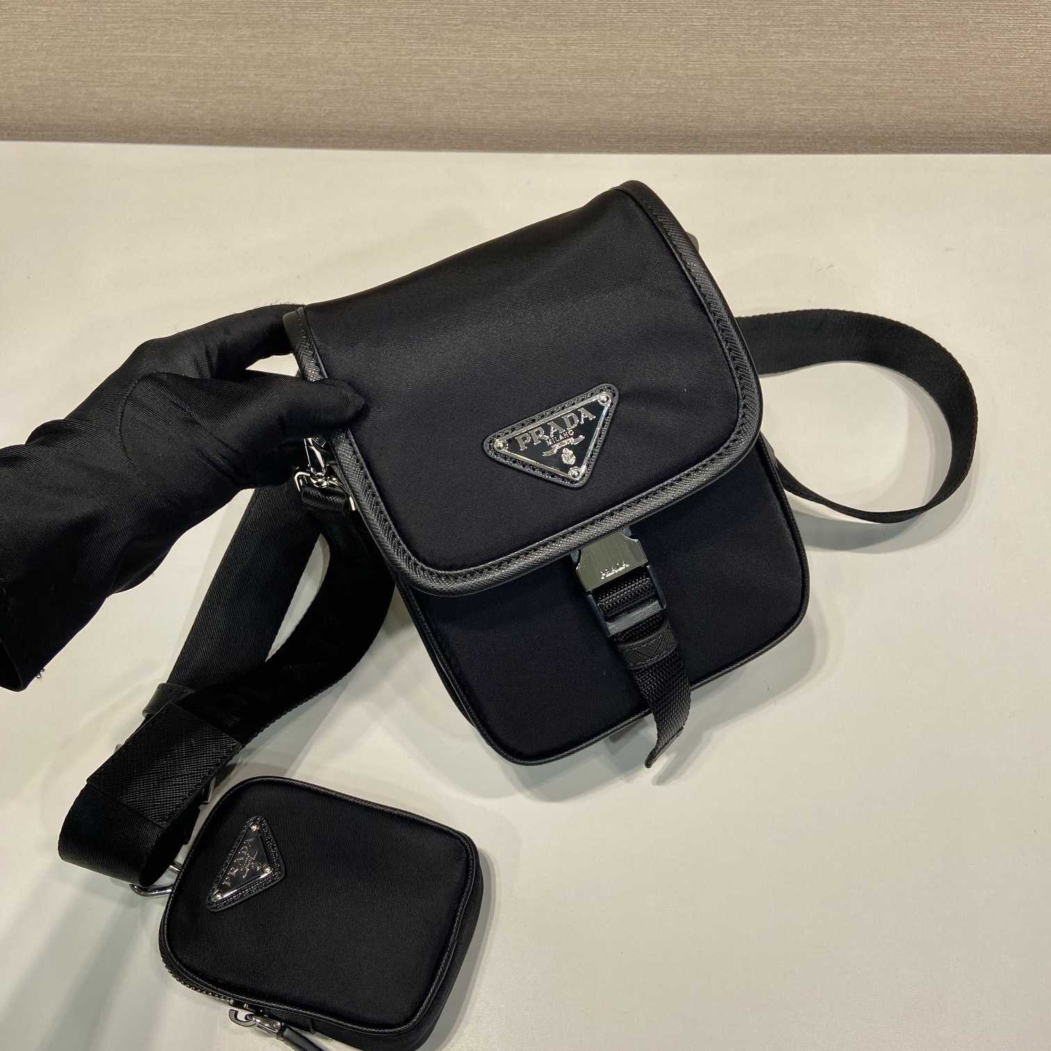 Prada Re-Nylon And Saffiano Leather Shoulder Bag - FashionPlug
