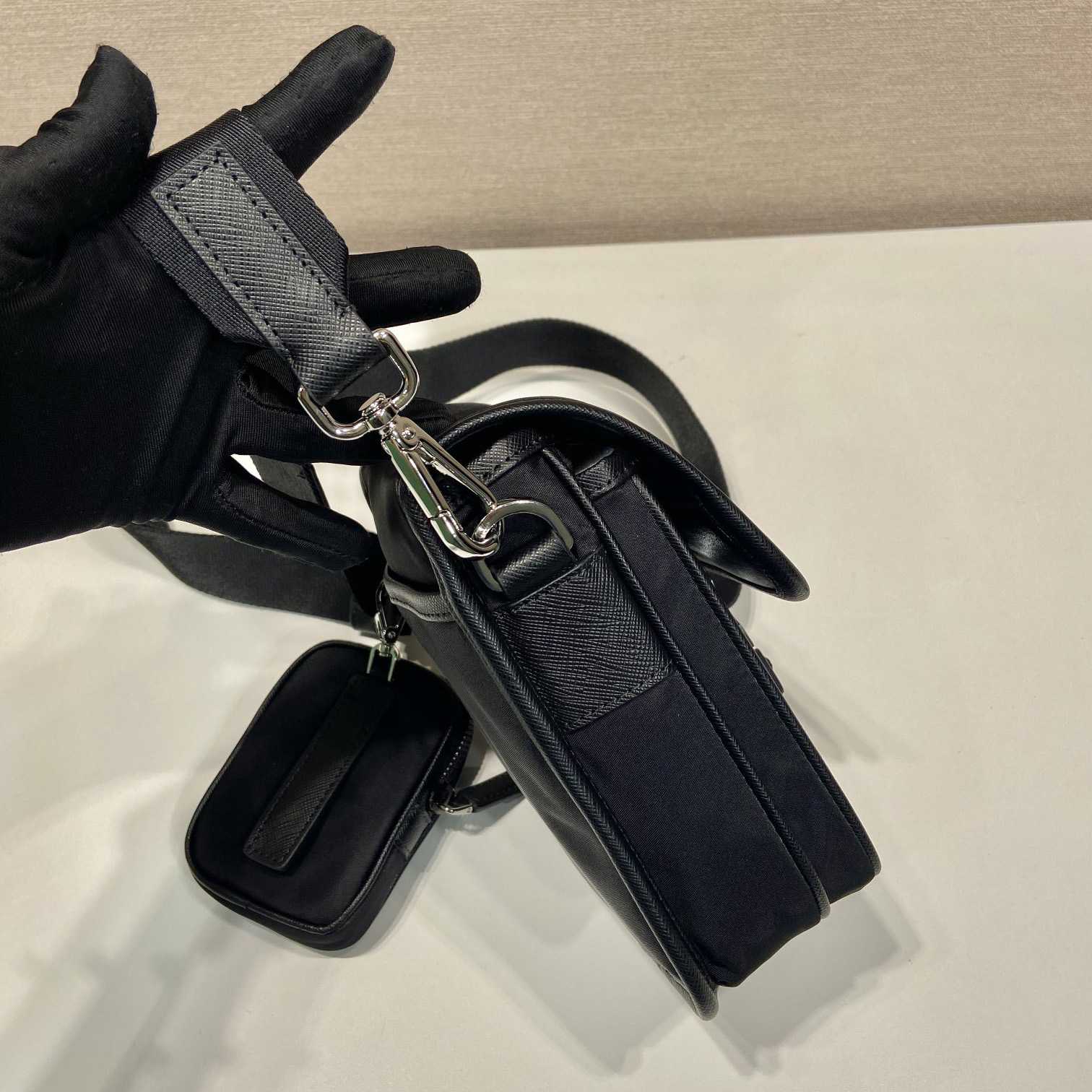 Prada Re-Nylon And Saffiano Leather Shoulder Bag - FashionPlug