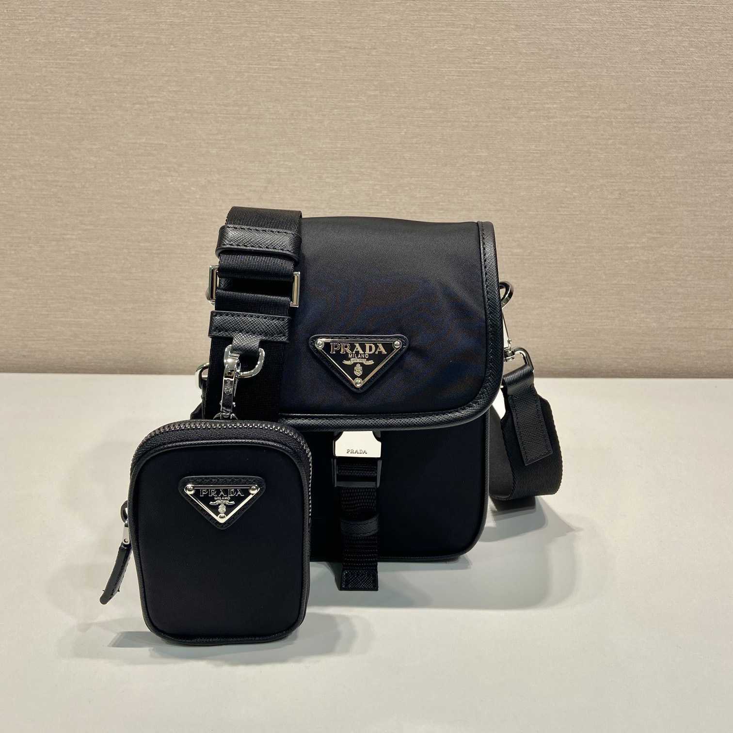 Prada Re-Nylon And Saffiano Leather Shoulder Bag - FashionPlug