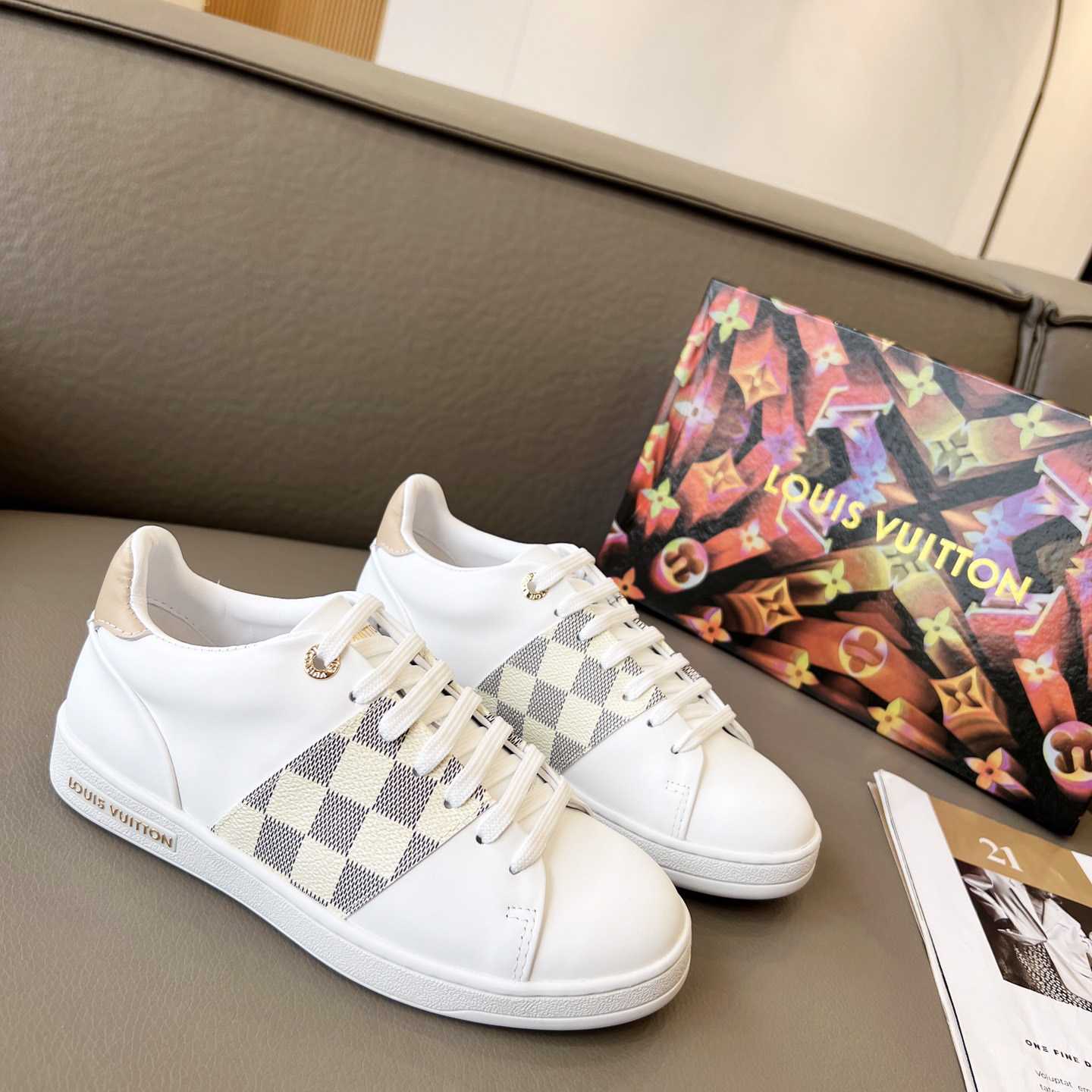 Louis Vuitton Damier Azur Front Row Sneaker - FashionPlug