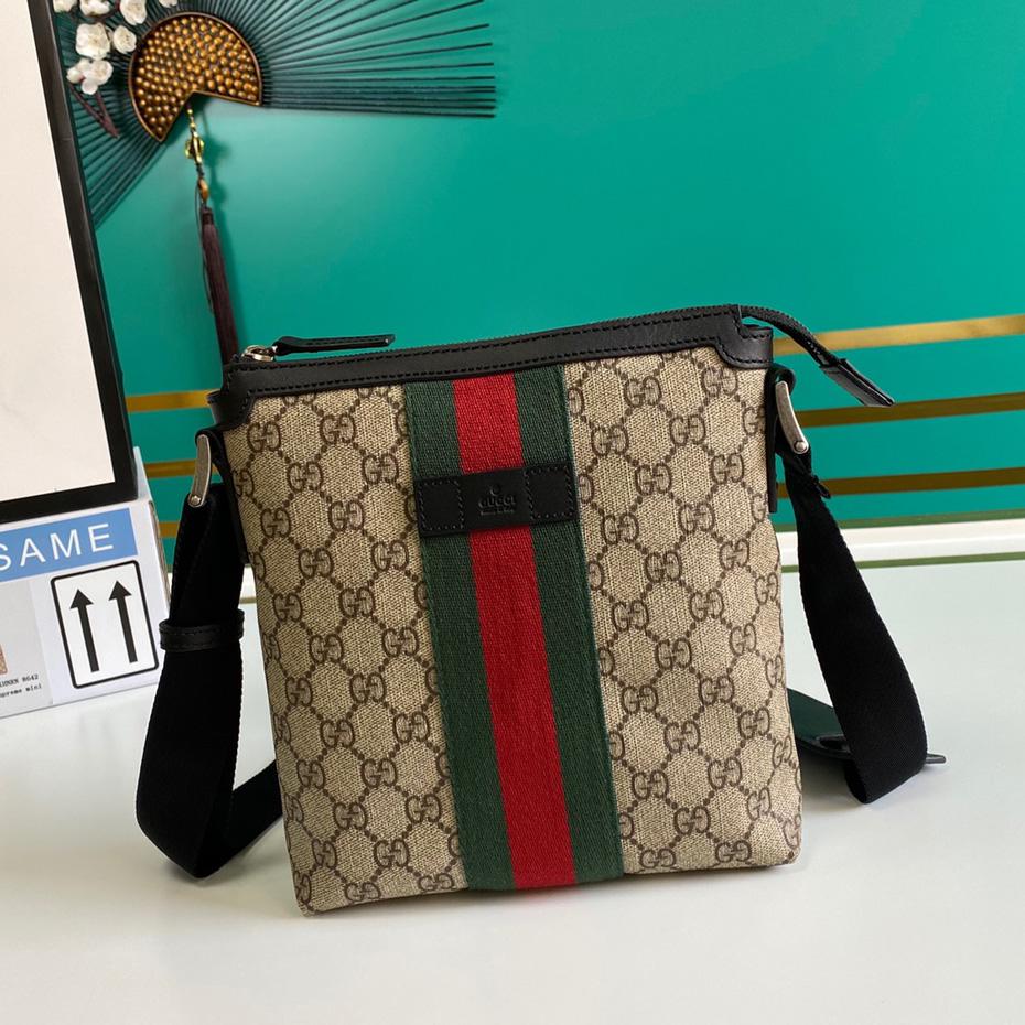 Gucci Web GG Supreme Flat Messenger  - FashionPlug