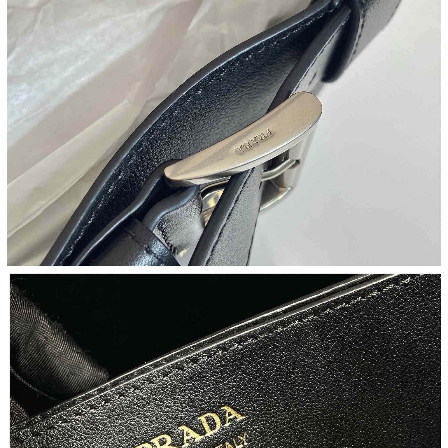 Prada Buckle Large Leather Handbag With Belt - FashionPlug