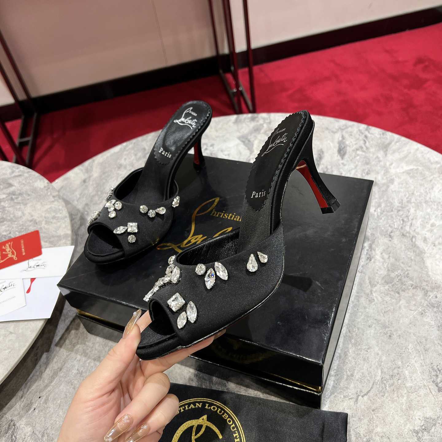 Christian Louboutin Degraqueen 85mm Mules Sandals  - FashionPlug