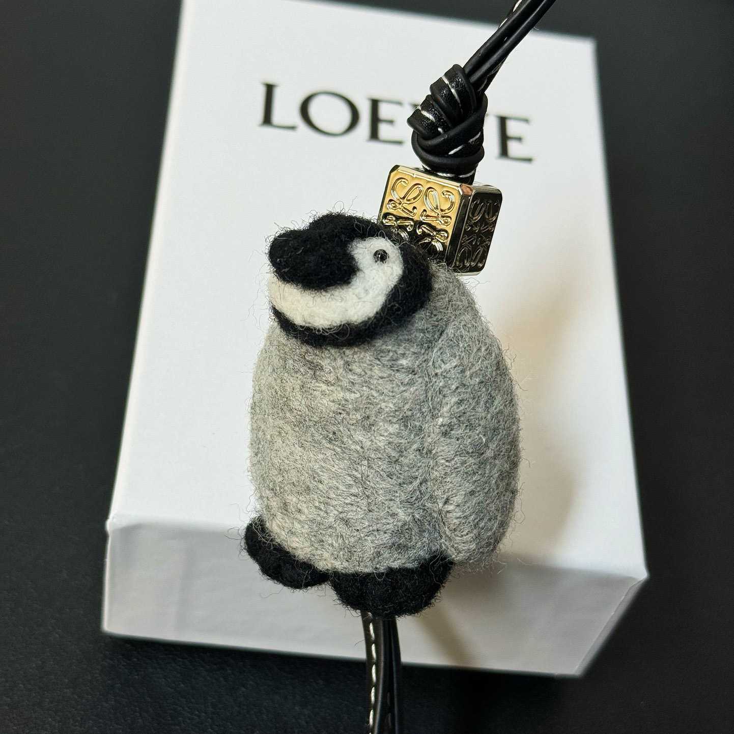 Loewe Baby Penguin Charm In Felt And Calfskin - FashionPlug