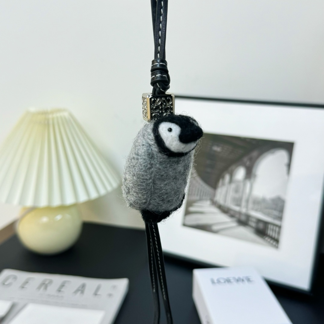 Loewe Baby Penguin Charm In Felt And Calfskin - FashionPlug