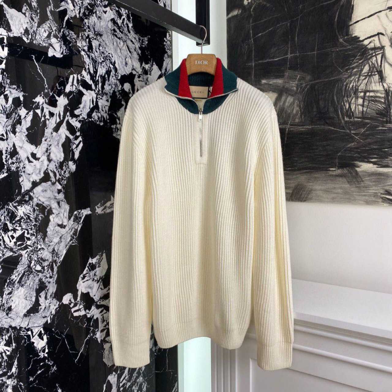 Gucci Knit Wool Sweater With Web - FashionPlug