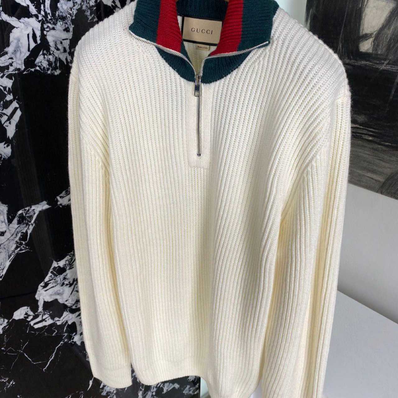 Gucci Knit Wool Sweater With Web - FashionPlug