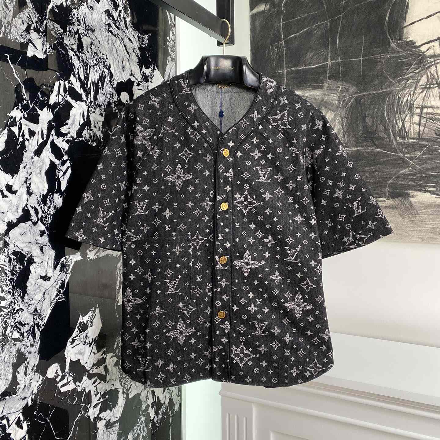 Louis Vuitton Monogram Denim Baseball Shirt - FashionPlug