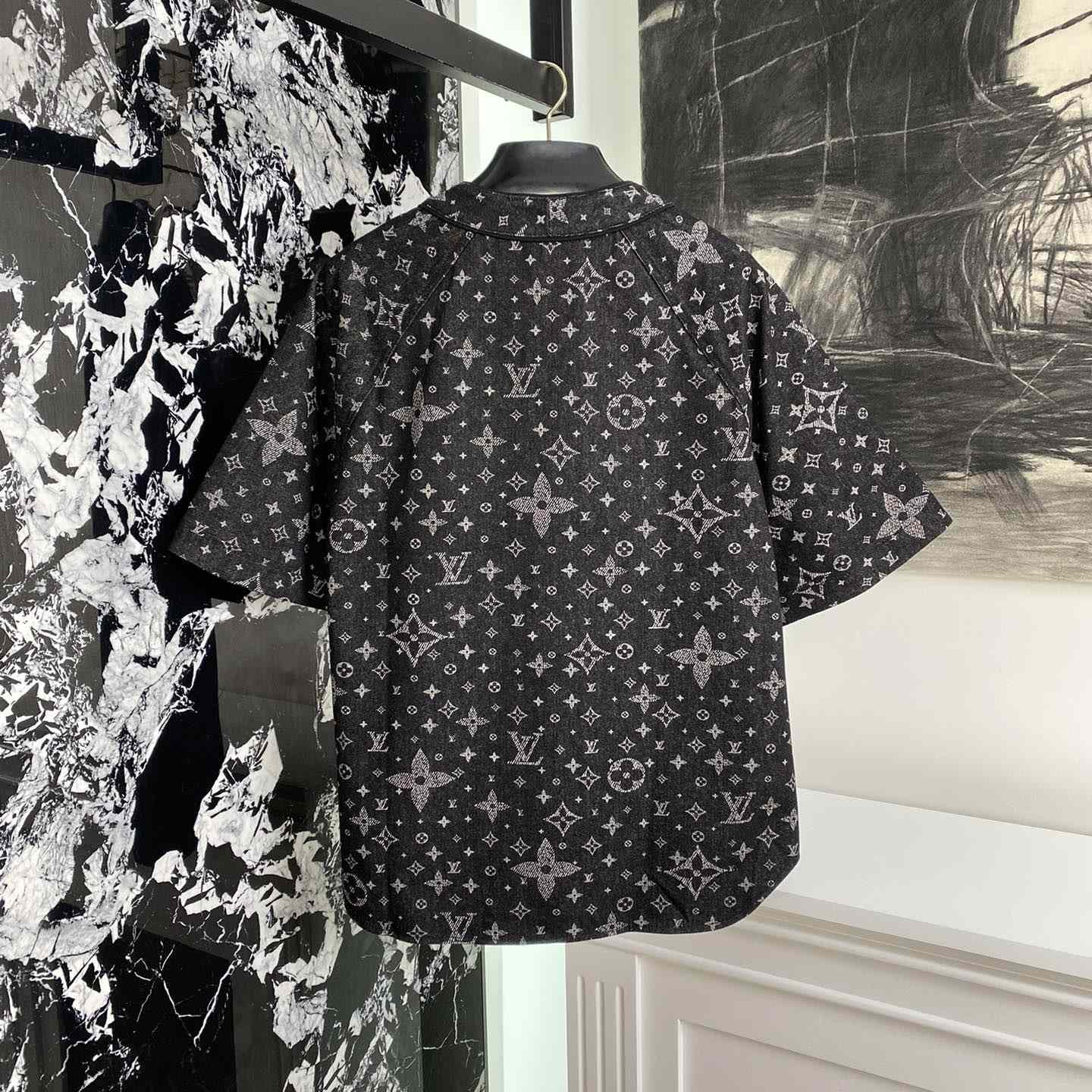 Louis Vuitton Monogram Denim Baseball Shirt - FashionPlug