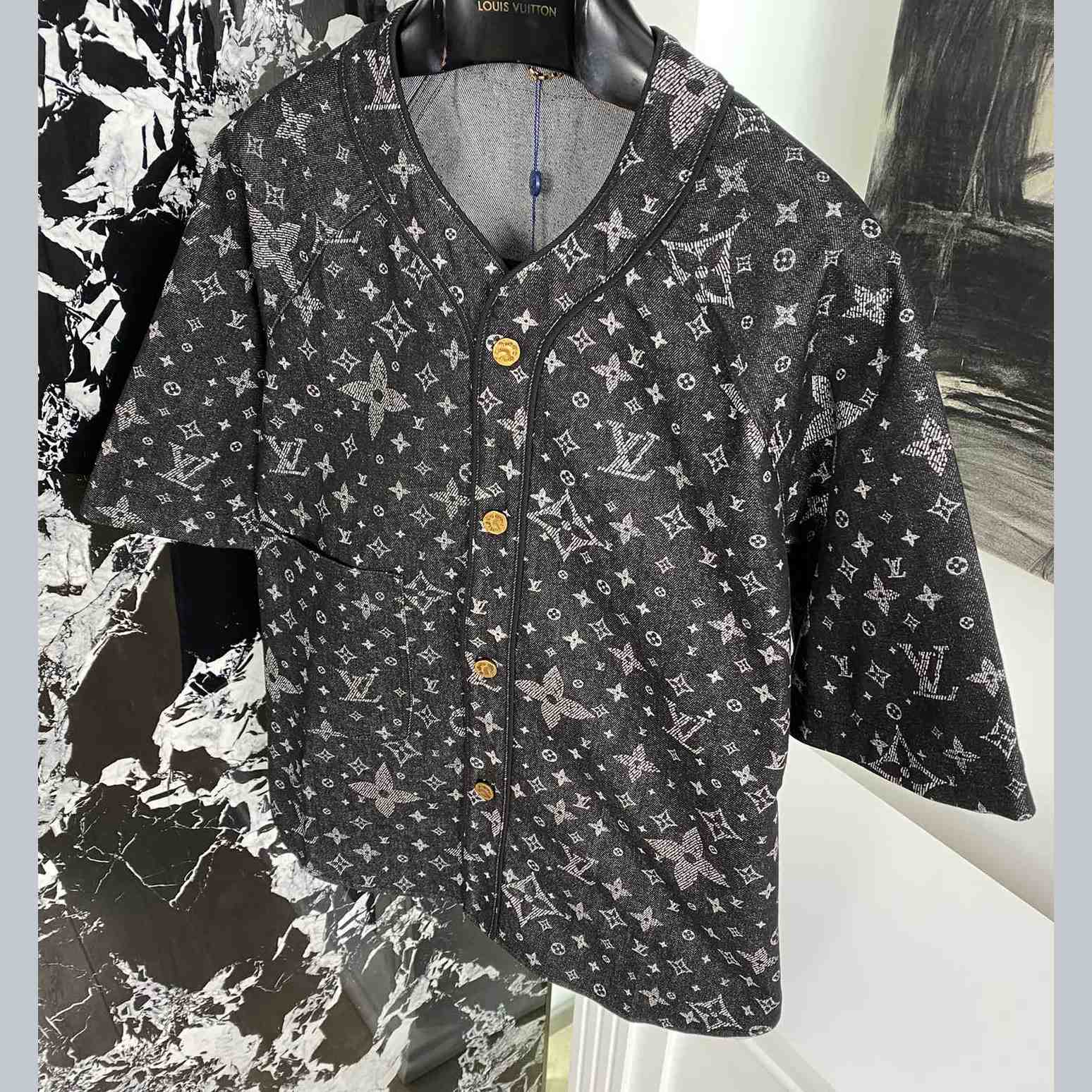 Louis Vuitton Monogram Denim Baseball Shirt - FashionPlug