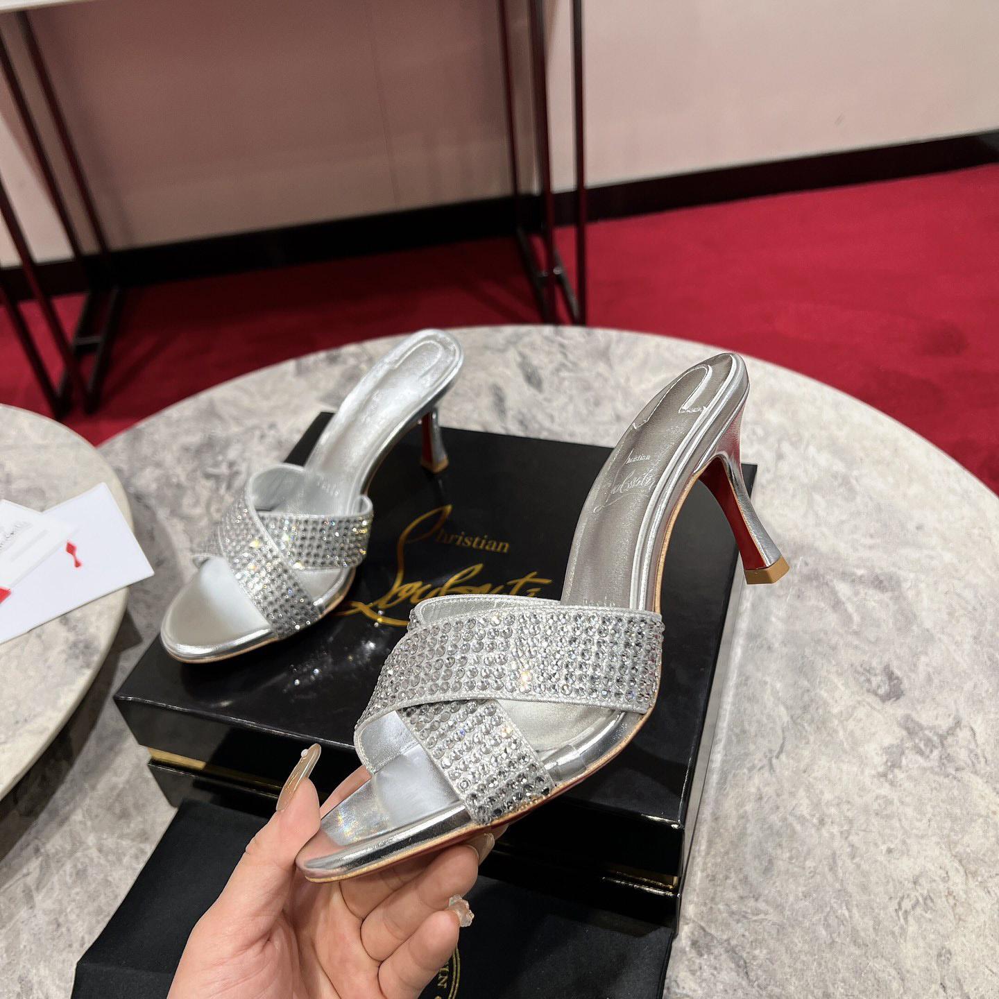 Christian Louboutin Mariza Is Back Strass 85mm Mules Sandals - FashionPlug