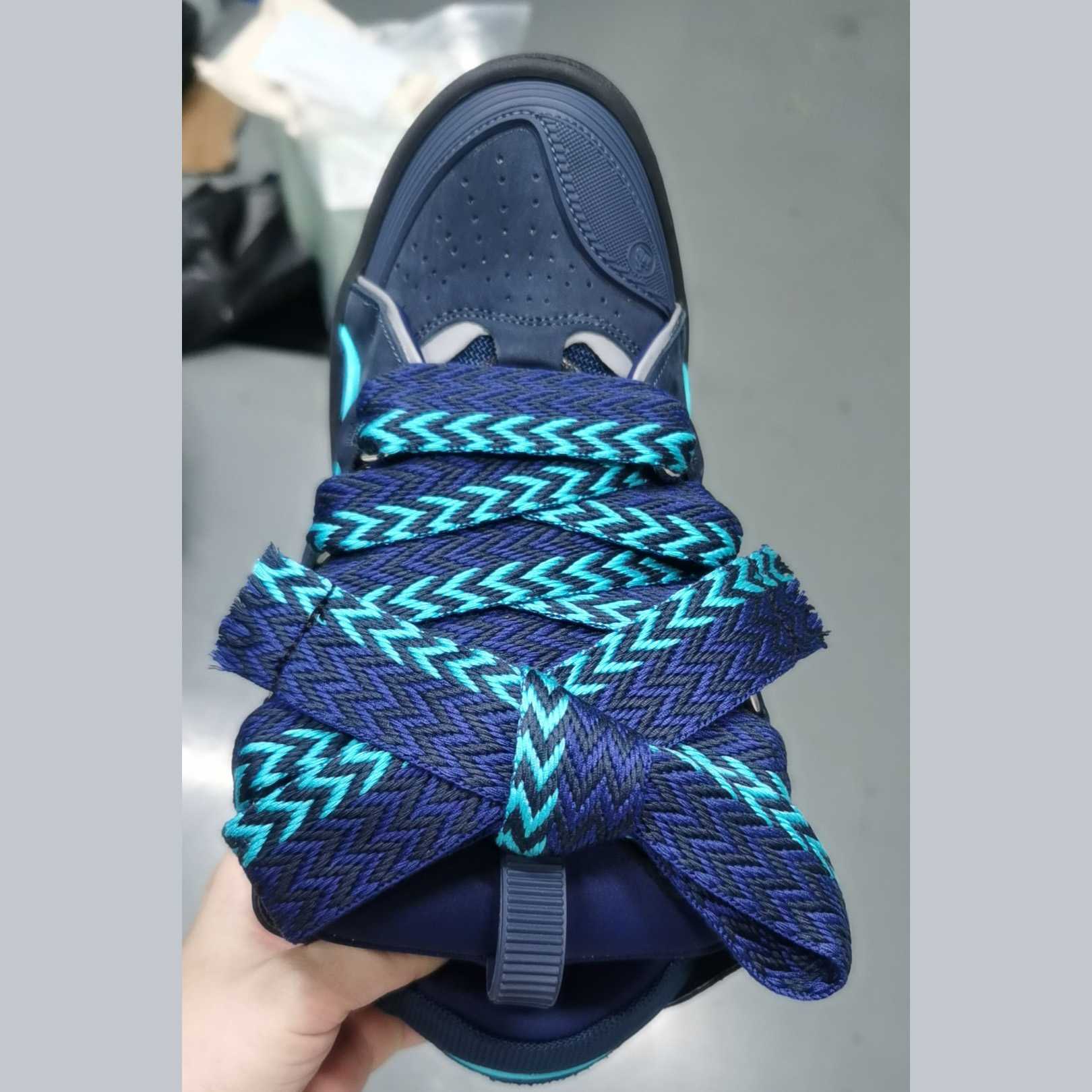Lanvin Curb Panelled Sneakers - FashionPlug