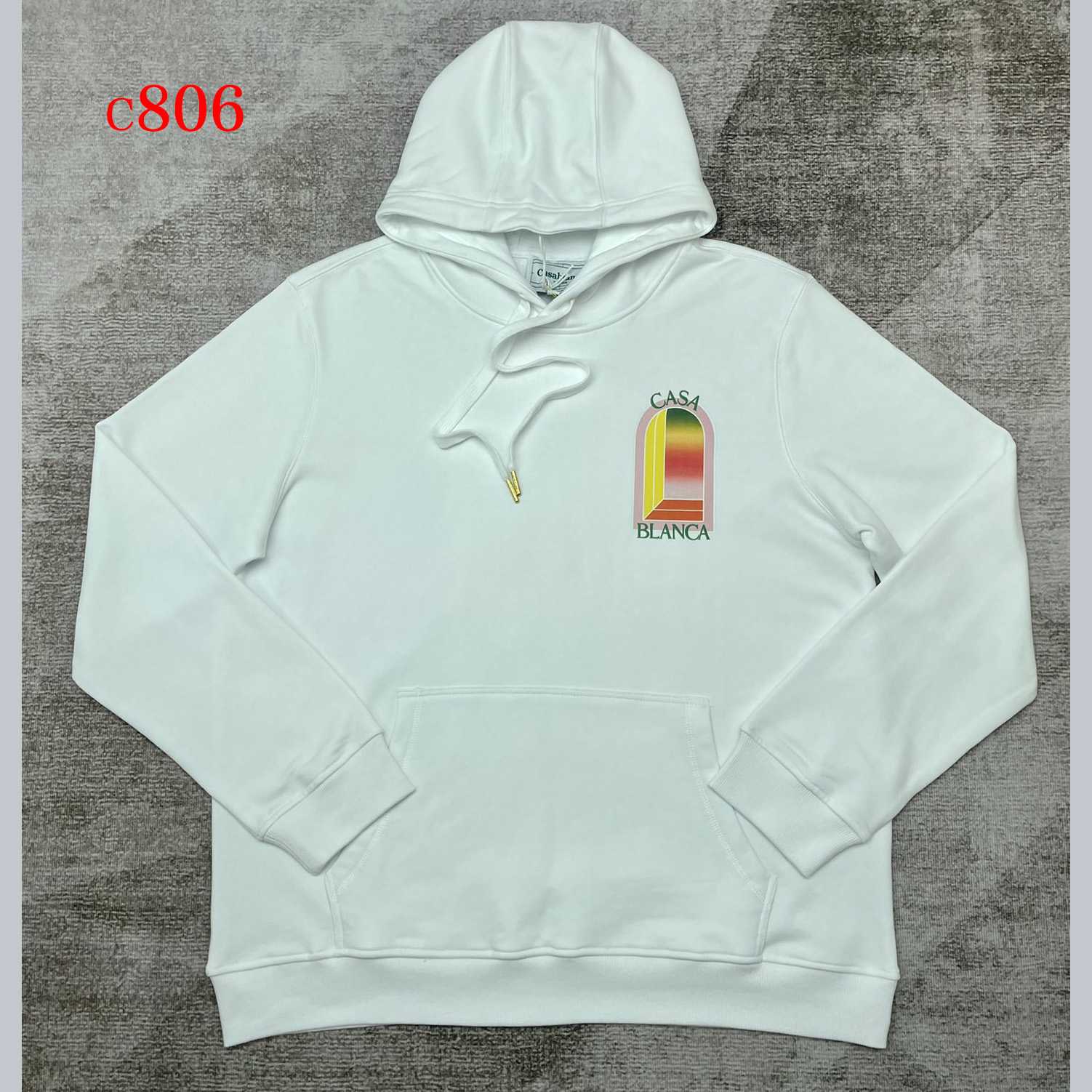 Casablanca White Gradient Arch Organic Cotton Hoodie    c806 - FashionPlug