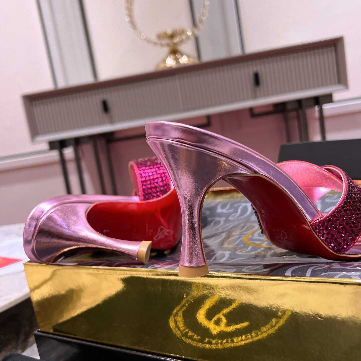 Christian Louboutin Mariza Is Back Strass 85mm Mules Sandals - FashionPlug