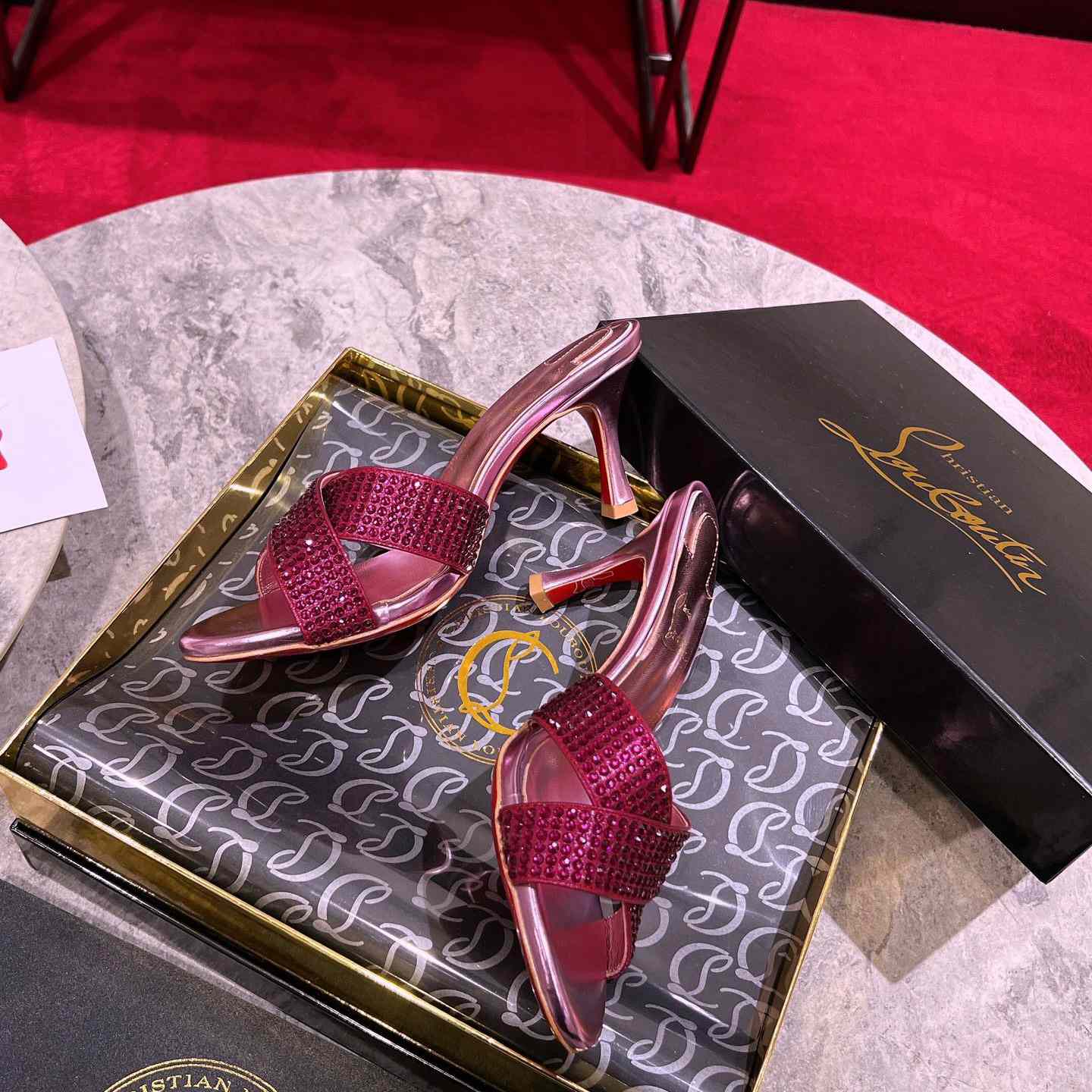 Christian Louboutin Mariza Is Back Strass 85mm Mules Sandals - FashionPlug